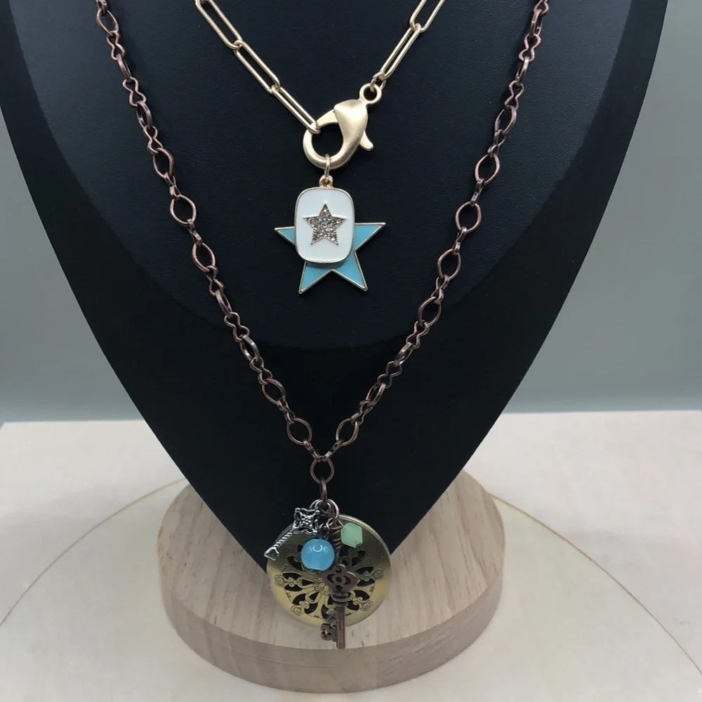 Curated bundle trendy boho style charm necklaces.